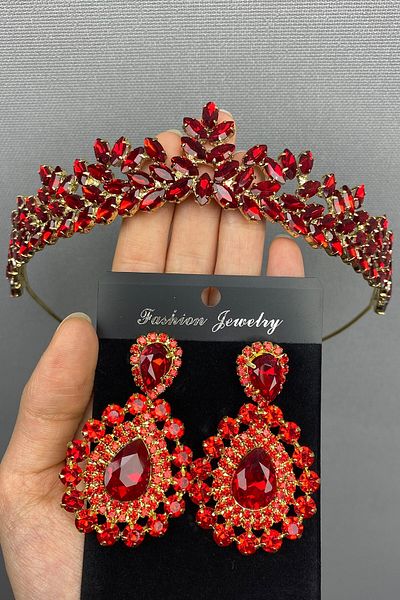 Hobigram Coroană și cercei de mireasă Henna model Gold Dream pentru cele mai frumoase mirese – Coroană, piatră de cristal, model elegant – Coroană
