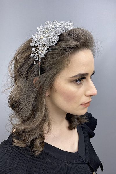 Hobigram Bellatrix Silver Grey Crystal Stone Mireasa și Henna Crown pentru cele mai frumoase mirese – Coroană, Crystal Stone – Coroană