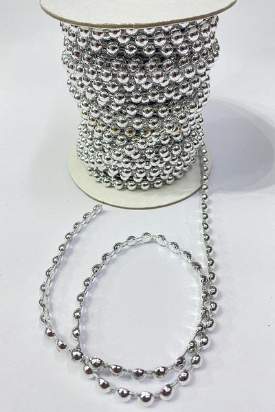 Hobigram Beads Assortment Silver Plastic Strip Half Pearl 6 mm 10 Mt – Beads, Stylish Design, Women's Accessory –