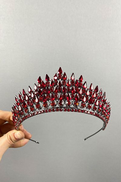 Hobigram Red Drop 3D Bridal Henna Crown pentru cele mai frumoase mirese – Coroană, cu pietre de cristal, model elegant – Coroană –