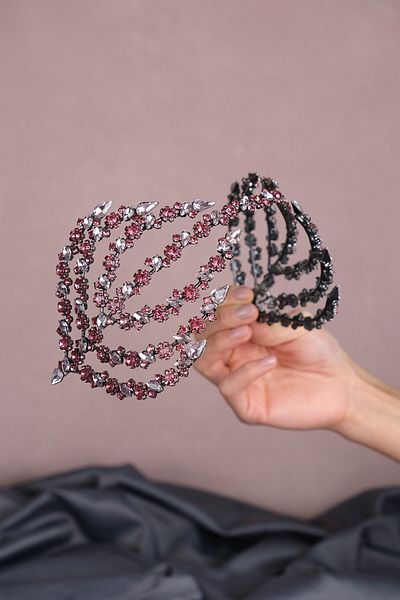 Hobigram Accesoriu de păr Helen Bridal cu două fețe pentru cele mai frumoase mirese – Coroană, piatră de cristal, model elegant – Coroană – T
