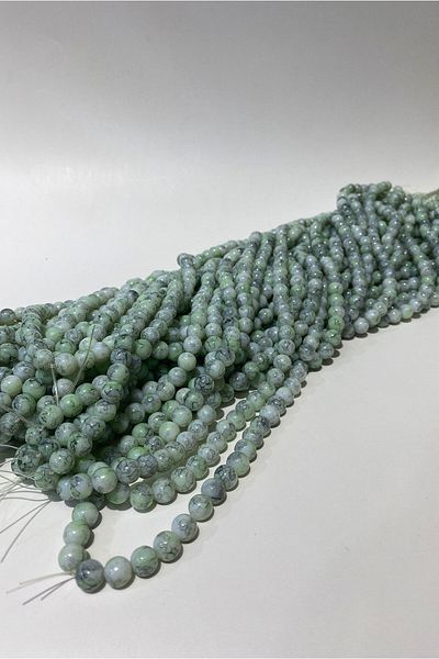Hobigram Assorted Beads Light Green Patterned String Glass Beads 8 mm – Beads, Stylish Design, Women's Accessory – B
