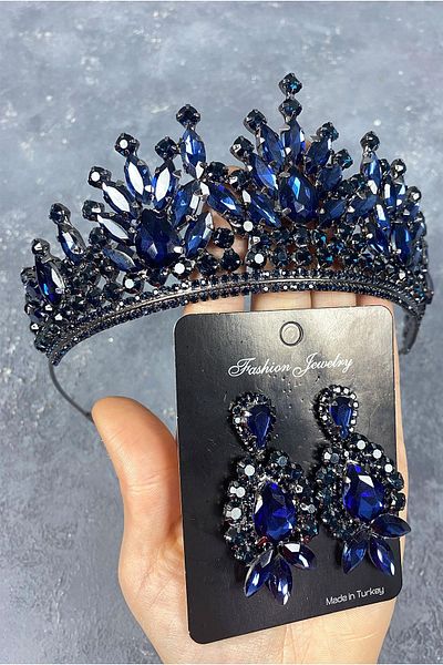 Hobigram Cercei Pera Bridal Henna și Cercei cu piatră pentru cele mai frumoase mirese – Coroană, Piatră de cristal, Modă elegantă