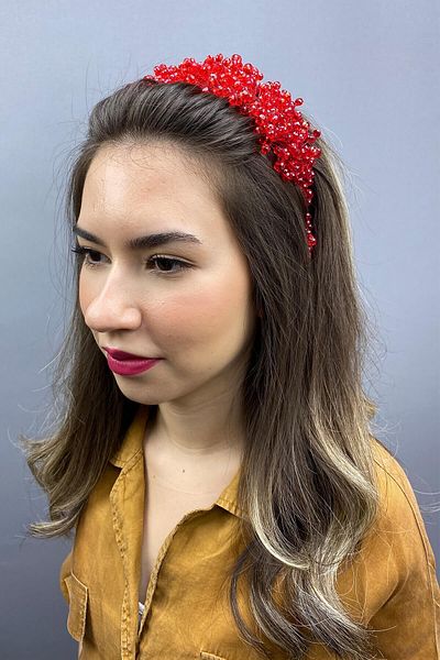 Hobigram Accesoriu de păr de mireasă cu cristal roșu asiatic pentru cele mai frumoase mirese – coroană, cu pietre de cristal, model elegant – coroană