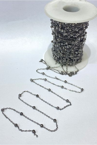 Hobigram Χάντρες Ποικιλία Anthracite Smoked Metal Μαζική Αλυσίδα Κολιέ 1 Mt – Χάντρες, Κομψό Σχέδιο, Γυναικείο Αξεσουάρ