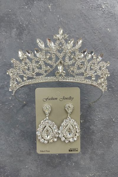 Hobigram Modelul Lilya Coroana de mireasa si cercei cu piatra pentru cele mai frumoase mirese - Coroana, piatra de cristal, model elegant - Coroana