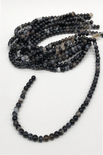 Hobigram Beads Assortment Black Patterned Agate Natural Stone Beads 8 mm – Beads, Stylish Design, Women's Accessory –