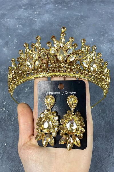 Hobigram Coroana de mireasa Pera Henna si cercei cu piatra pentru cei mai frumoși mireși - Coroana, piatra de cristal - Coroana -