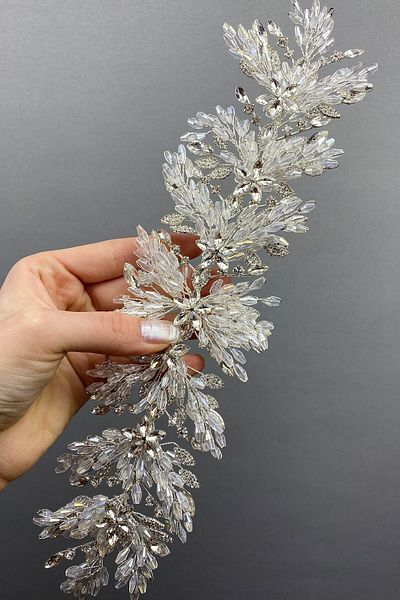Hobigram Ασημένιο Arden Beaded Bridal Tiara Hairband Αξεσουάρ για τις πιο όμορφες νύφες – Κορώνα, Κρυστάλλινη Πέτρα – Στέμμα –