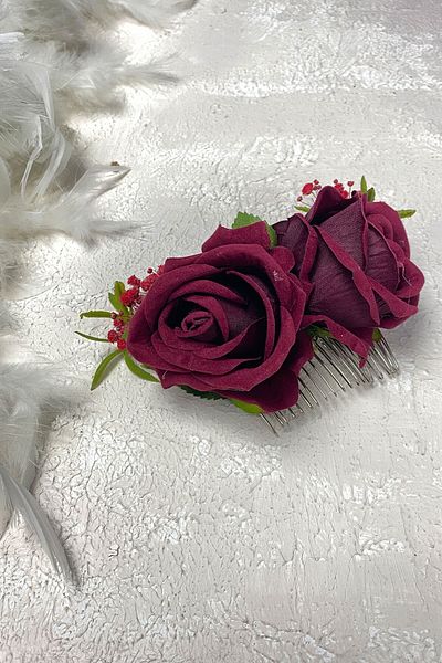 Hobigram Agrafă de păr cu cipsoare și trandafiri de catifea pentru cele mai frumoase mirese – Coroană, piatră de cristal, model elegant – Coroană –