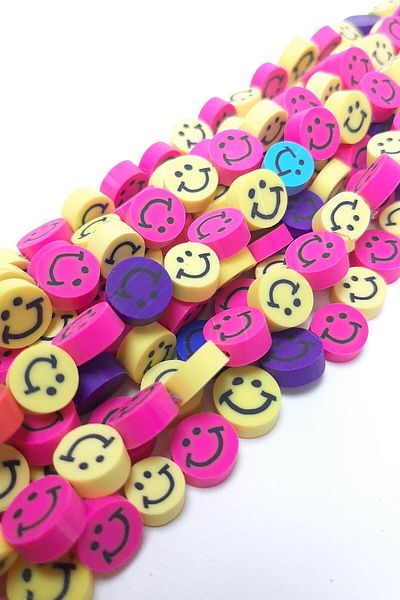 Hobigram Χάντρες Ποικιλία Στρογγυλό Smiley Face Fimo Χάντρες ζύμης – Χάντρες, Κομψό Σχέδιο, Γυναικείο Αξεσουάρ – Bonc