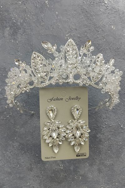 Hobigram Jabbah Model Tiara de mireasa si cercei cu piatra pentru cele mai frumoase mirese - Coroana, Crystal Stone, Model elegant - Ta