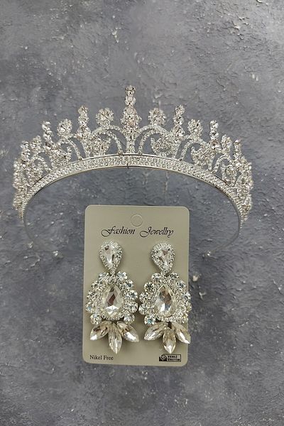 Hobigram Modelul Hera Coroana de mireasa si cercei cu piatra picata pentru cei mai frumoși mirese - Coroana, piatra de cristal, model elegant
