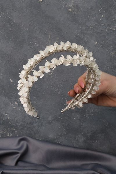 Hobigram Coroana de mireasa Henna cu margele de waterglaze alb pentru cei mai frumoși mireși – Coroană, cu pietre de cristal, model elegant – Coroană –