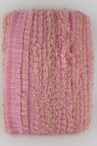 Hobigram Decorative Ribbon Pink Glitter Lace Pleat Ruffle – Decorative Ribbon, Stylish Design, Women's Accessory – D