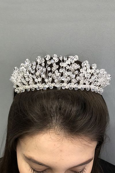 Hobigram Cea mai frumoasa coroana de mireasa model prințesa cu margele de cristal transparent pentru cei mai frumoși mireși – coroană, piatră de cristal, model elegant