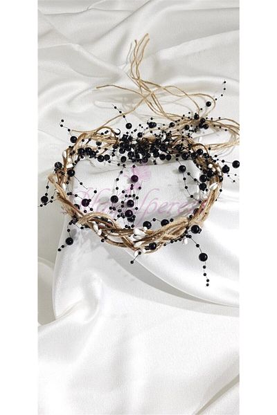 Hobigram Black Pearl Straw Crown for the Most Beautiful Brides – Crown, Crystal Stone, Stylish Model, Bridal Crown – Crown – Crown