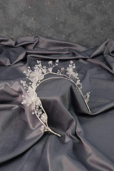 Hobigram Cea mai frumoasa coroana de mireasa cu flori cu design special Minel alb pentru cei mai frumoși mireși – coroană, piatră de cristal, model elegant