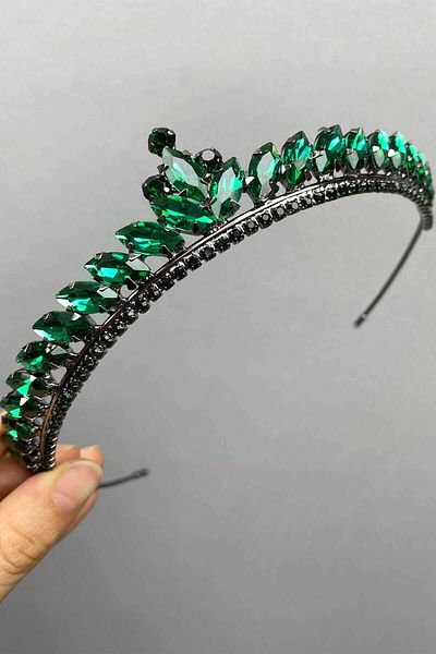 Hobigram Ece Model Thin Bridal Henna Crown pentru cele mai frumoase mirese – Coroană, Crystal Stone, Model elegant, Coroană de mireasă – Coroană