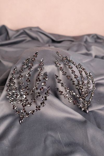 Hobigram Bridal Henna Hair Accessory with Double Comb Buckle and Stones for the Most Beautiful Brides – Crown, Crystal Stone, Stylish Model