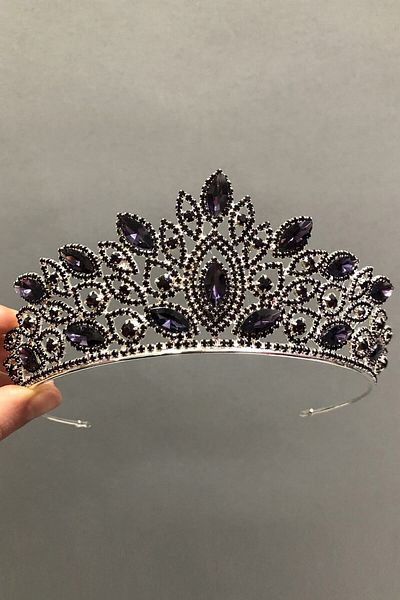 Hobigram Coroana de mireasa si henna de culoare mov pentru cele mai frumoase mirese – Coroana, cu piatra de cristal, model elegant, coroana de mireasa – Coroana –