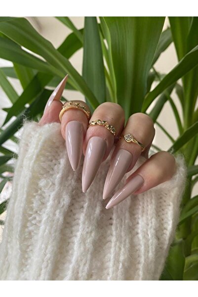 SYBELLE KOZMETİK 20 Adet Bej Stiletto Takma Tırnak