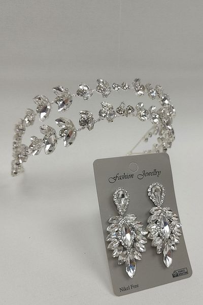 Hobigram Alpha Model Bridal Crown και Drop Stone Earrings για τις πιο όμορφες νύφες – Κορώνα, Crystal Stone, Chic Model – Κορώνα
