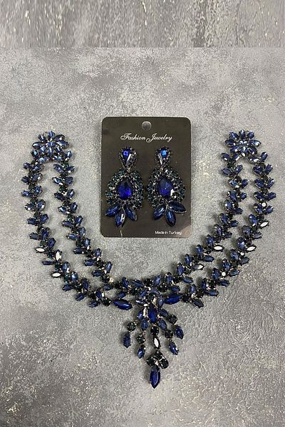 Hobigram Cele mai frumoase mirese bleumarin Sultan Model Frontlet Mireasa Henna Accesoriu pentru par și set de cercei – Coroană – Tiara