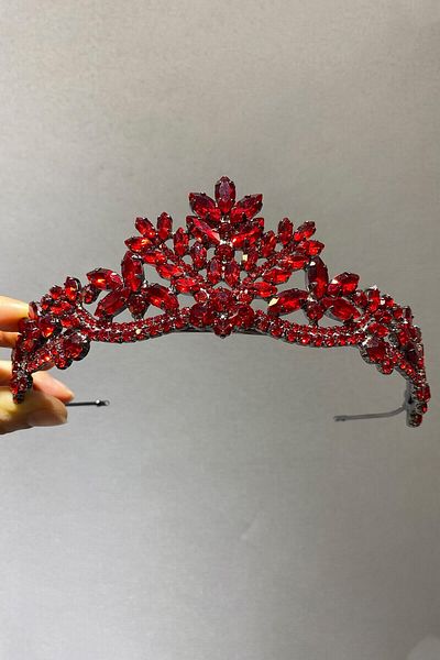 Hobigram Coroana de mireasa Henna model Berlin rosu pentru cele mai frumoase mirese - Coroana, cu pietre de cristal, model elegant, coroana de mireasa