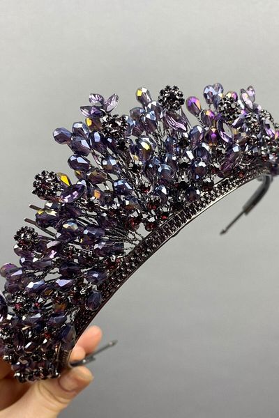 Hobigram Spring Beaded Bridal Henna Crown for the Most Beautiful Brides – Crown, Crystal Stone, Stylish Model, Bridal Crown – t