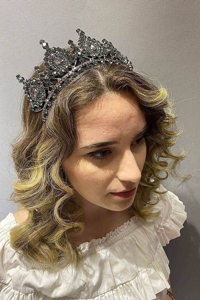 Hobigram Antracit Smoked Ahu Model Bridal Henna Crown pentru cele mai frumoase mirese – Coroană, Crystal Stone, Model elegant – Coroană –