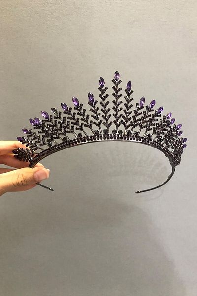 Hobigram Model Sadalba Coroana și cercei de mireasă mov Henna pentru cele mai frumoase mirese – Coroană, piatră de cristal, model elegant – Ta