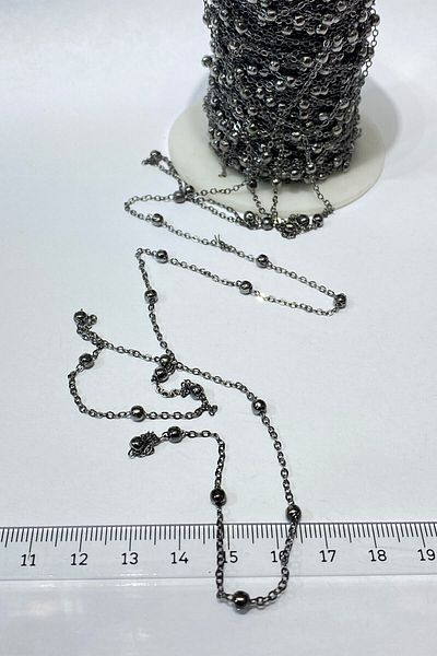Hobigram Χάντρες Ποικιλία Anthracite Smoked Metal Μαζική Αλυσίδα Κολιέ 1 Mt – Χάντρες, Κομψό Σχέδιο, Γυναικείο Αξεσουάρ
