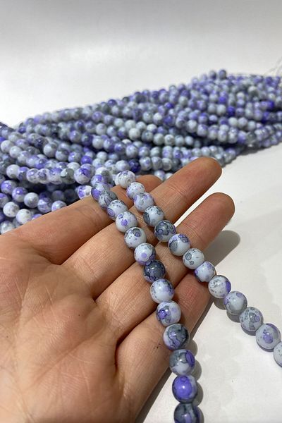 Hobigram أنواع الخرز خرز زجاجي منقوش بنفسجي 8 مم