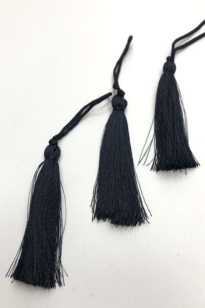 Hobigram Decorative Ribbon Black Color Single Tassel 10 Pieces 7 cm – Decorative Ribbon, Stylish Design, Women's Accessory