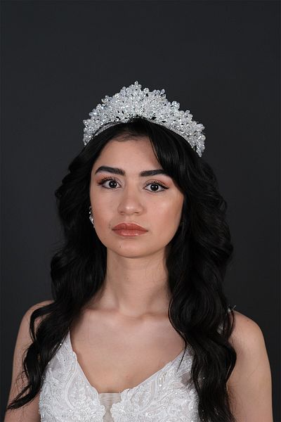 Hobigram Coroana de mireasa Akspring cu margele pentru cele mai frumoase mirese – Coroana, cu piatra de cristal, model elegant, coroana de mireasa – Coroana –