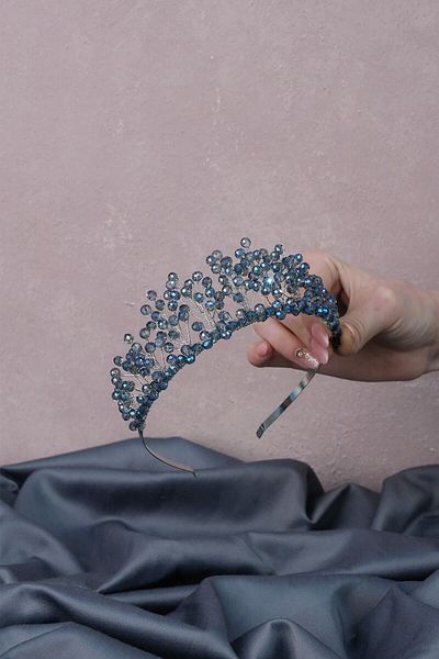 Hobigram Coroana de mireasa Aren Henna cu margele de cristal pentru cele mai frumoase mirese – Coroana, cu pietre de cristal, model elegant, coroana de mireasa