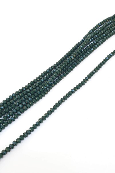 Hobigram Sortiment de mărgele din cristal verde închis mat, 6 mm