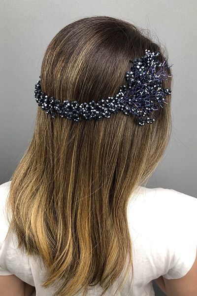Hobigram Coroana de mireasa Henna cu cristale Helen albastru pentru cele mai frumoase mirese – Coroana, cu pietre de cristal, model elegant – Coroana –