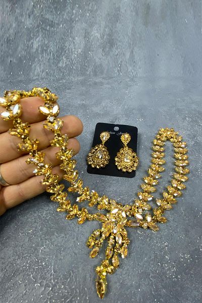 Hobigram Cele mai frumoase mirese, culoarea miere, accesorii pentru păr Henna și set de cercei cu coroană – coroană – coroană