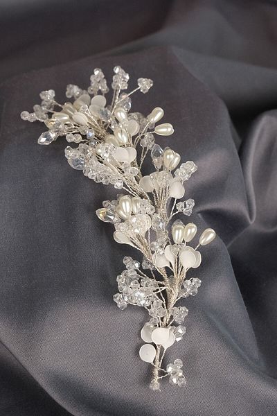 Hobigram Legá pentru cele mai frumoase mirese Accesoriu de mireasă Lega Pearl cu mărgele laterale – Coroană, piatră de cristal, mod elegant
