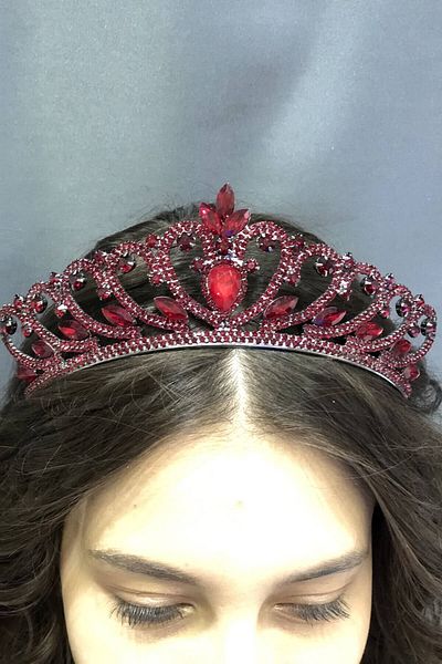 Hobigram Henna și coroană de mireasă cu fundal negru cu cristale de sticlă bordeaux pentru cele mai frumoase mirese – coroană, piatră de cristal – coroană