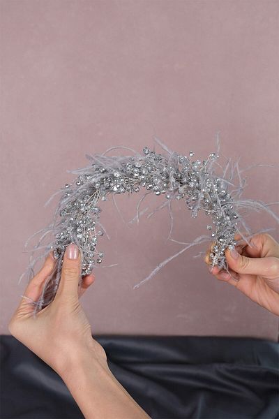 Hobigram Capella Feathered Crystal Accesoriu pentru păr și turban de mireasă pentru cele mai frumoase mirese – Coroană, Crystal Stone – Crown
