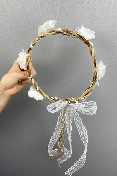 Hobigram Cel mai frumos accesoriu de păr pentru mireasă cu design simplu, cu flori și dantelă, pentru cele mai frumoase mirese – Coroană – Tiara