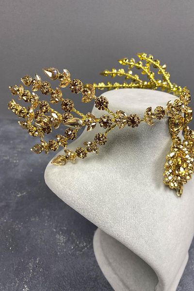 Hobigram Set de cercei cu coroană și piatră de henna pentru mireasa Helenist pentru cele mai frumoase mirese – coroană, piatră de cristal