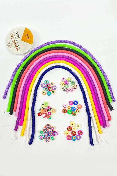 Hobigram Assorted Beads Colorful Fimo 6 mm Jewelry Starter Set – Beads, Stylish Design, Women's Accessory – B