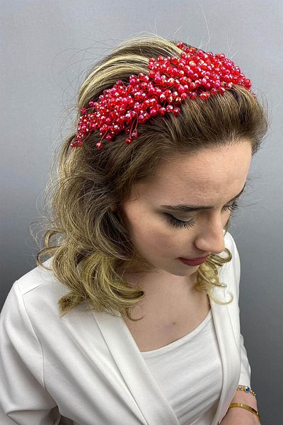 Hobigram Red Lisa Model Bridal Henna Crown for the Most Beautiful Brides – Crown, Crystal Stone, Stylish Model, Bridal Crown –