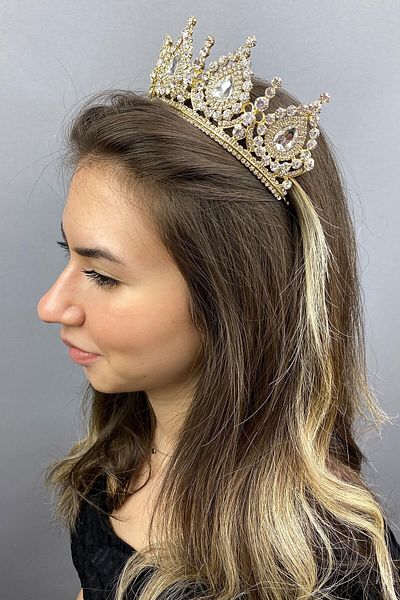 Hobigram Model Ahu Coroana de mireasa din aur pentru cele mai frumoase mirese – Coroana, Piatra de cristal, Model elegant, Coroana de mireasa – Coroana – Coroana