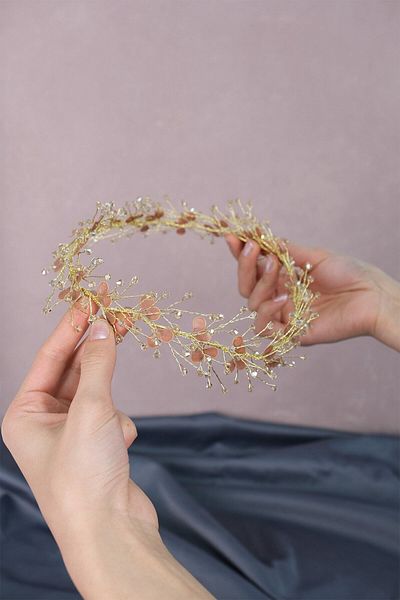 Hobigram Ramură de primăvară emailată Accesoriu de păr de mireasă cu margele pentru cele mai frumoase mirese – Coroană, cu pietre de cristal, model elegant –