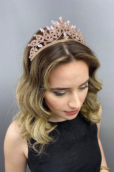 Hobigram Coroana de mireasa si henna pentru cei mai frumoși mireși – Coroană, cu pietre de cristal, model elegant, coroană de mireasă, accesoriu de păr –
